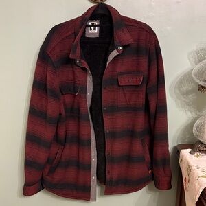 Men's Burgundy Plaid Shirt Jacket